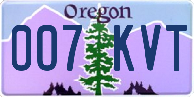 OR license plate 007KVT