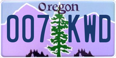 OR license plate 007KWD