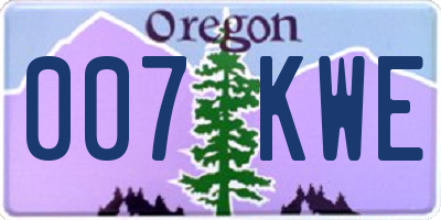 OR license plate 007KWE