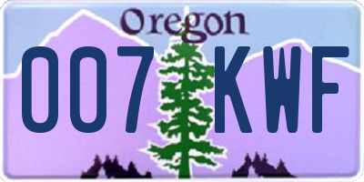 OR license plate 007KWF