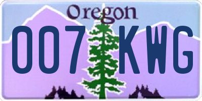 OR license plate 007KWG