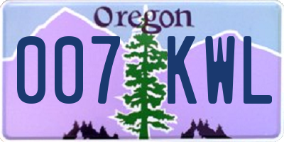 OR license plate 007KWL