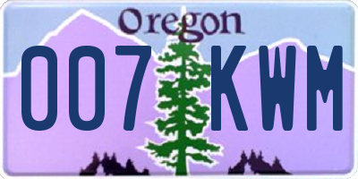 OR license plate 007KWM
