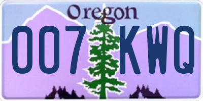 OR license plate 007KWQ