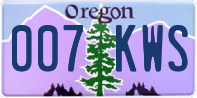 OR license plate 007KWS