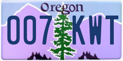 OR license plate 007KWT