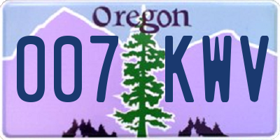 OR license plate 007KWV