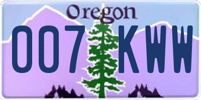 OR license plate 007KWW