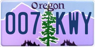 OR license plate 007KWY