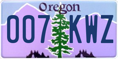 OR license plate 007KWZ
