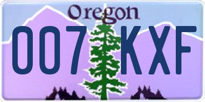 OR license plate 007KXF