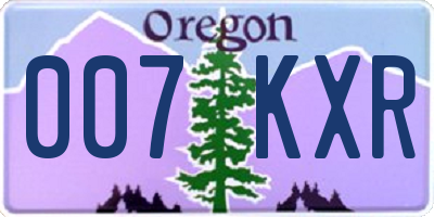 OR license plate 007KXR