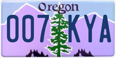 OR license plate 007KYA