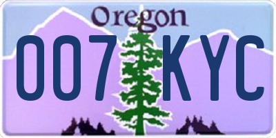 OR license plate 007KYC