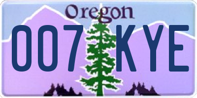 OR license plate 007KYE