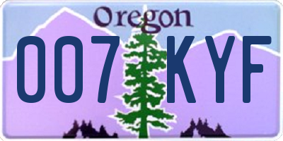 OR license plate 007KYF