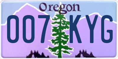 OR license plate 007KYG