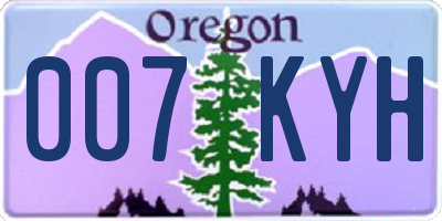 OR license plate 007KYH