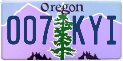 OR license plate 007KYI