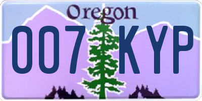 OR license plate 007KYP