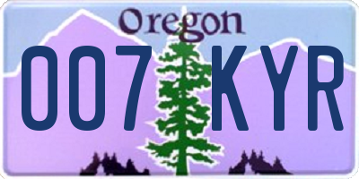 OR license plate 007KYR