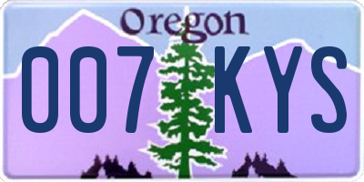 OR license plate 007KYS