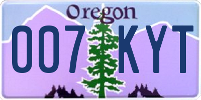 OR license plate 007KYT