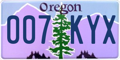 OR license plate 007KYX