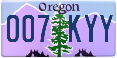 OR license plate 007KYY