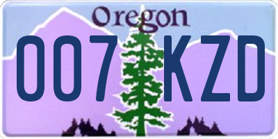 OR license plate 007KZD