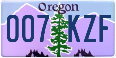 OR license plate 007KZF