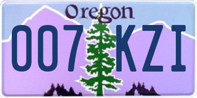 OR license plate 007KZI