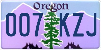 OR license plate 007KZJ