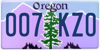 OR license plate 007KZO