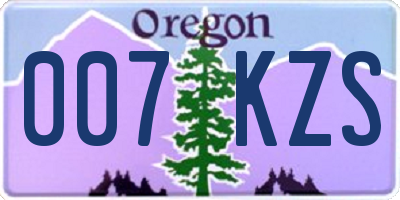 OR license plate 007KZS