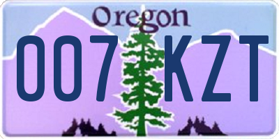 OR license plate 007KZT