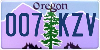 OR license plate 007KZV