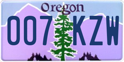 OR license plate 007KZW
