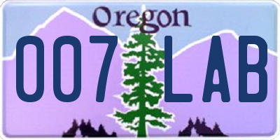 OR license plate 007LAB
