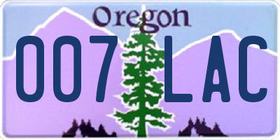 OR license plate 007LAC
