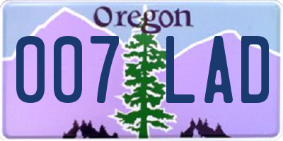 OR license plate 007LAD