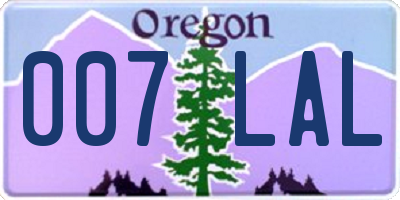 OR license plate 007LAL