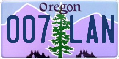 OR license plate 007LAN