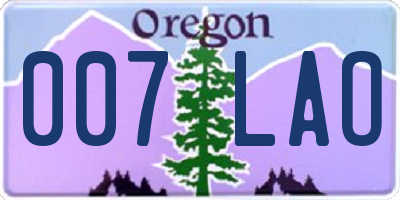 OR license plate 007LAO