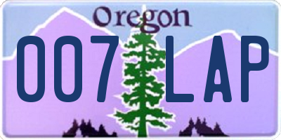 OR license plate 007LAP