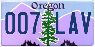 OR license plate 007LAV