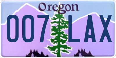 OR license plate 007LAX