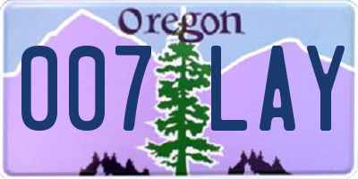 OR license plate 007LAY