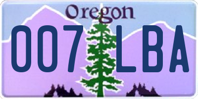 OR license plate 007LBA