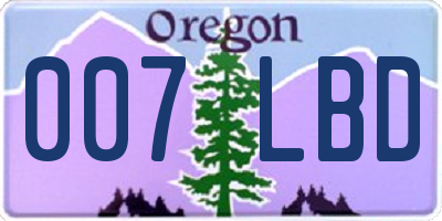 OR license plate 007LBD